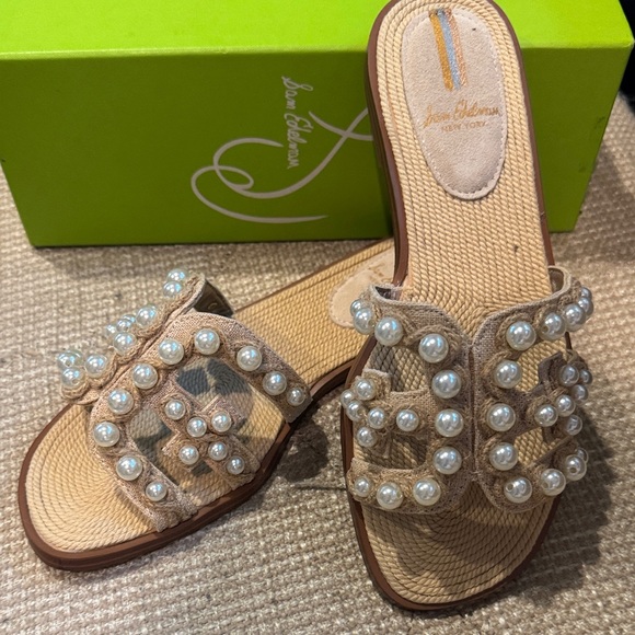Sam Edelman Tan Pearl Embellished Sandals - Picture 1 of 7